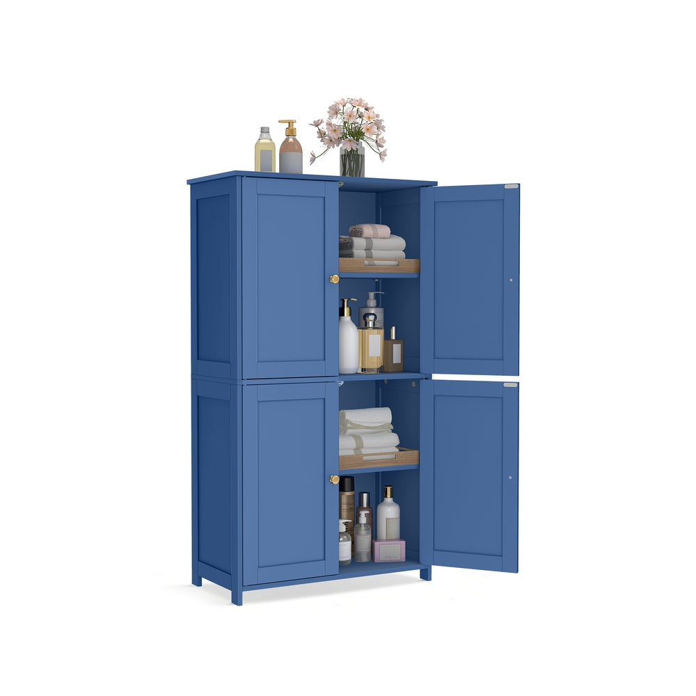 Floor Storage Cabinet with Adjustable Shelves and Doors - Bijou Blue