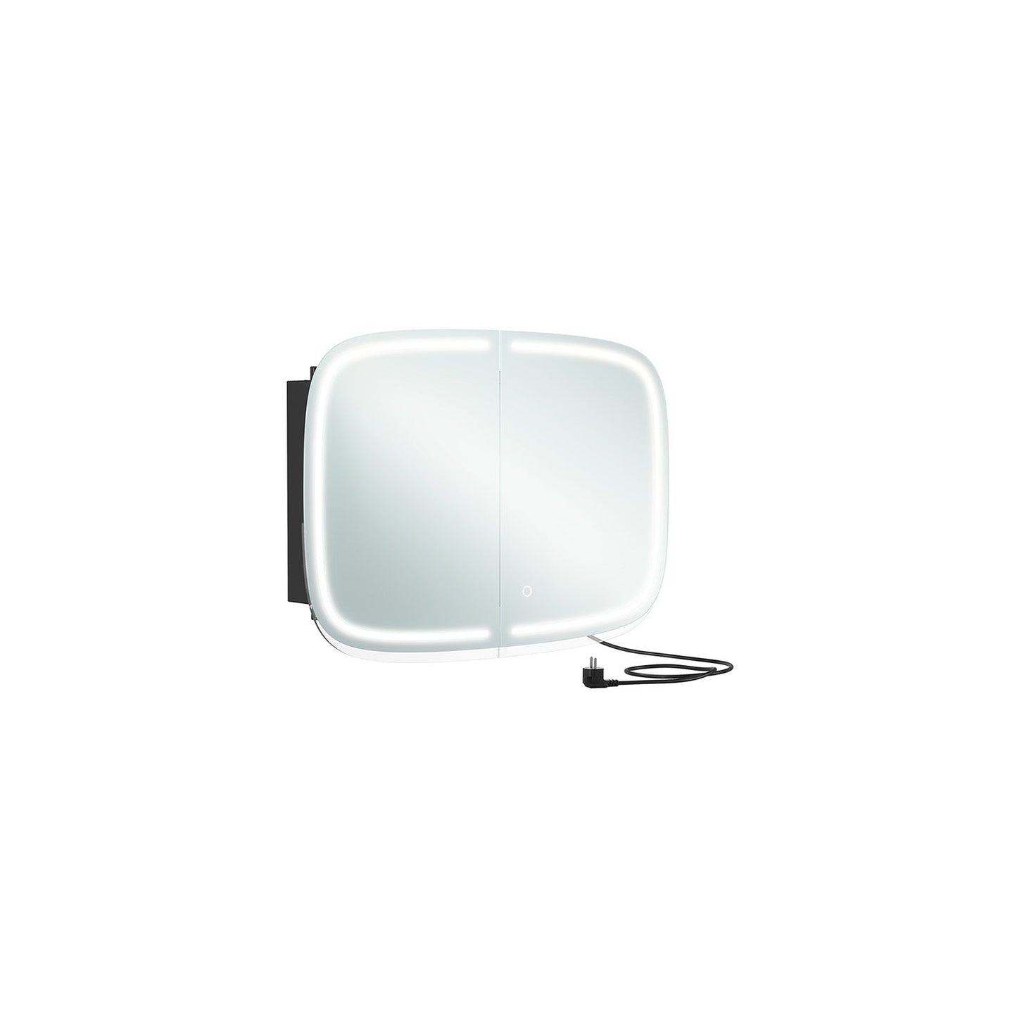 Black Bathroom Mirror Cabinet with Light and Power Outlets - image 1