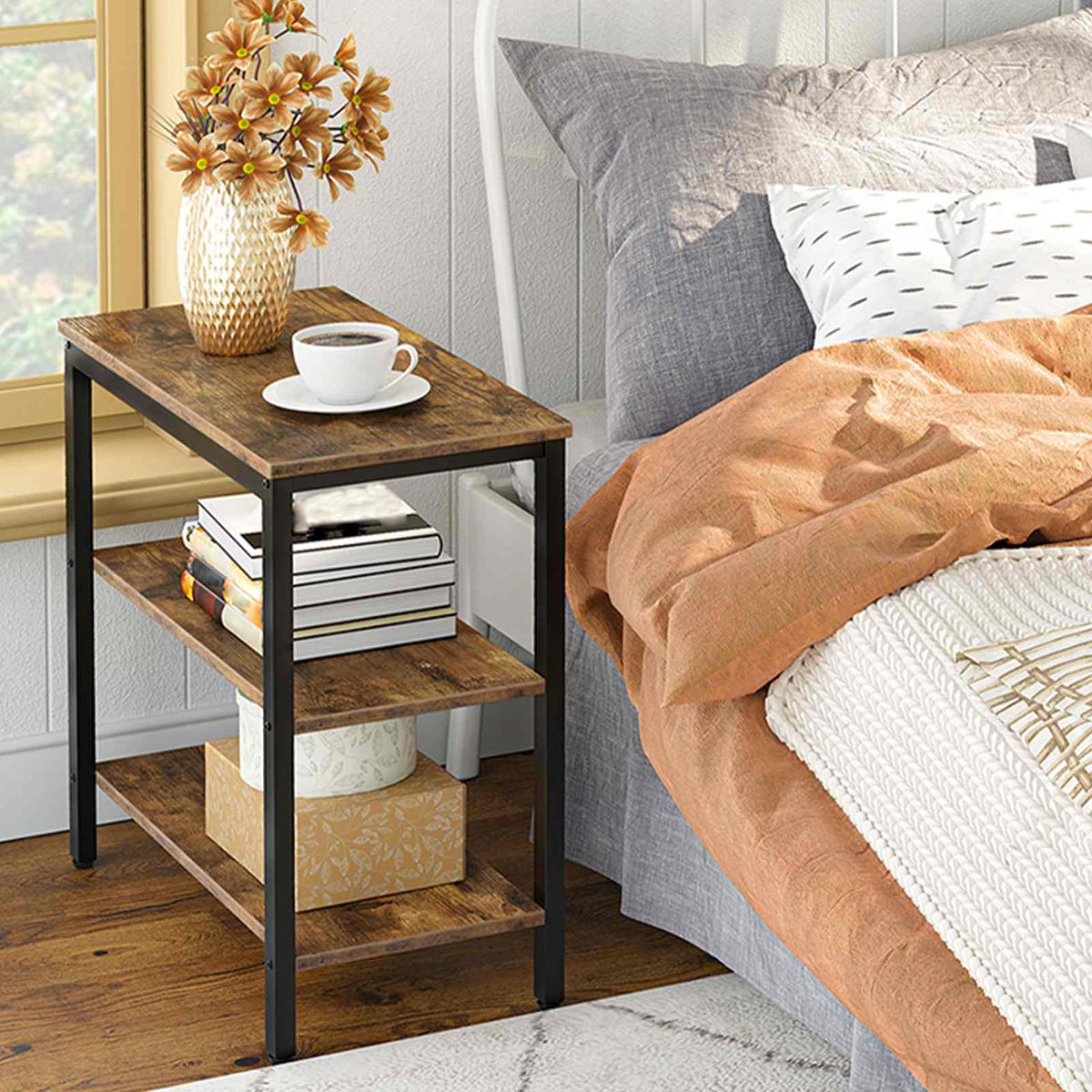 Side Table - rustic brown & black