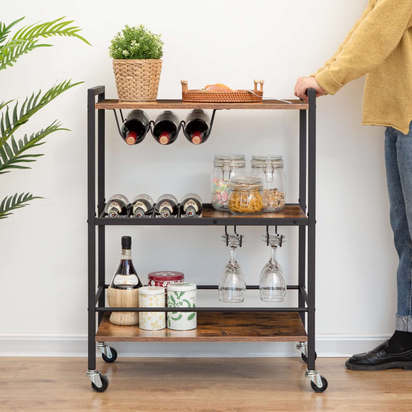 bar cart for the home - rustic brown