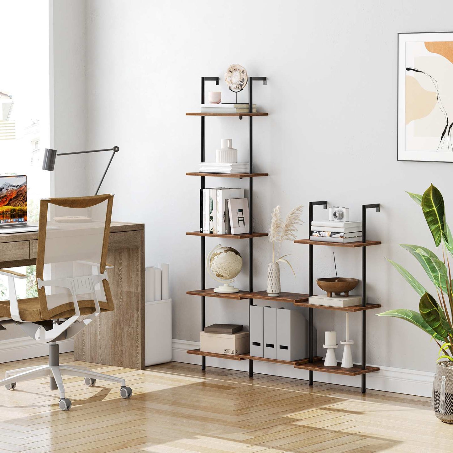 DIY Ladder Shelf - Rustic Brown & Black