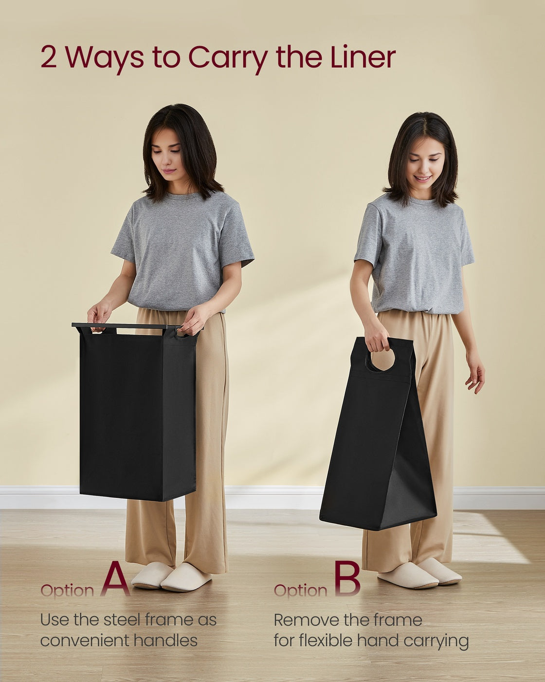 Laundry Hamper with 3 Pull-Out Bags and Shelves, Rustic Brown - image 6
