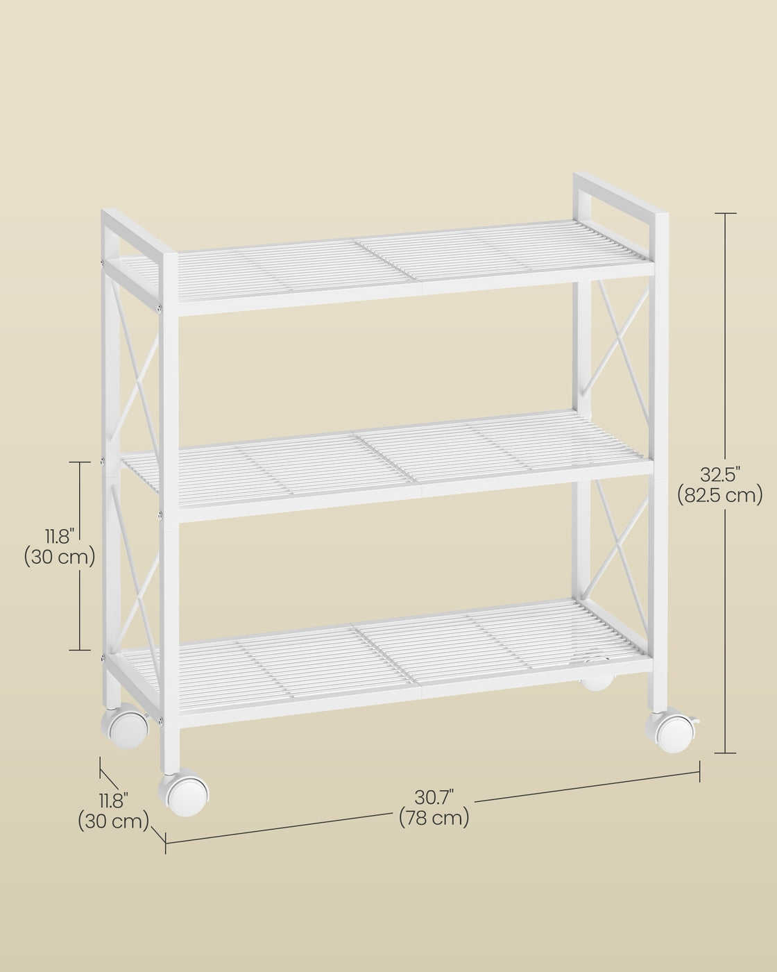 3-Tier Metal Storage Rack with Wheels