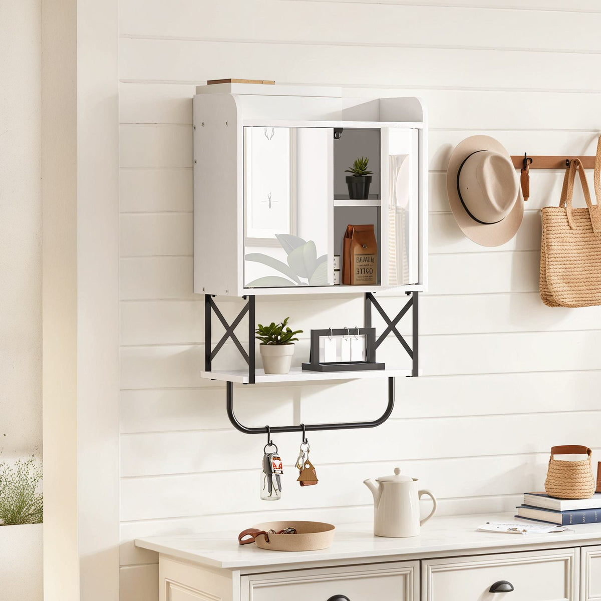 medicine wall cabinet with mirror - white - HWLEXTRA