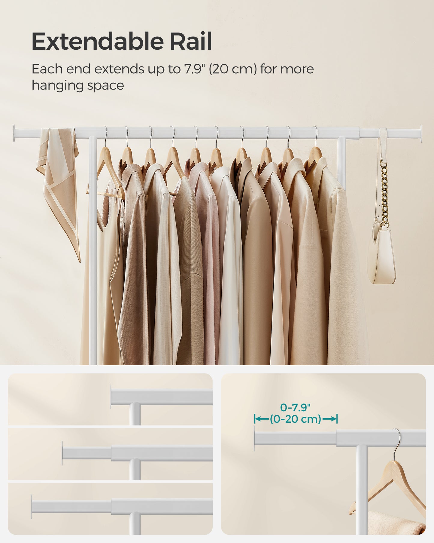 Clothes Rack with Extendable Hanging Rail - image 6