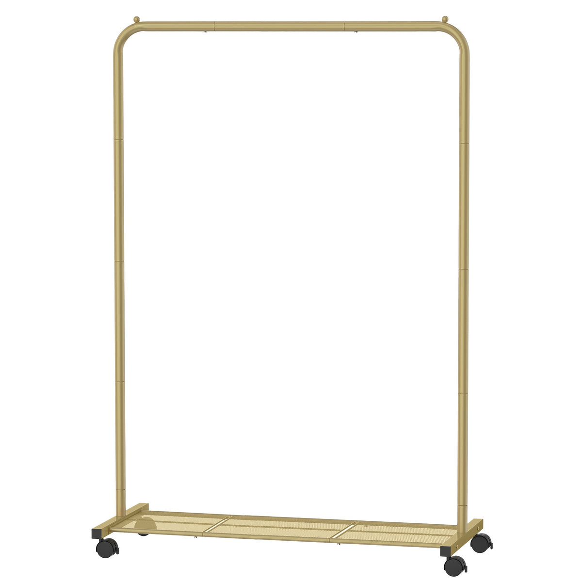 Gold-Coloured Rolling Clothes Rail with Shelf