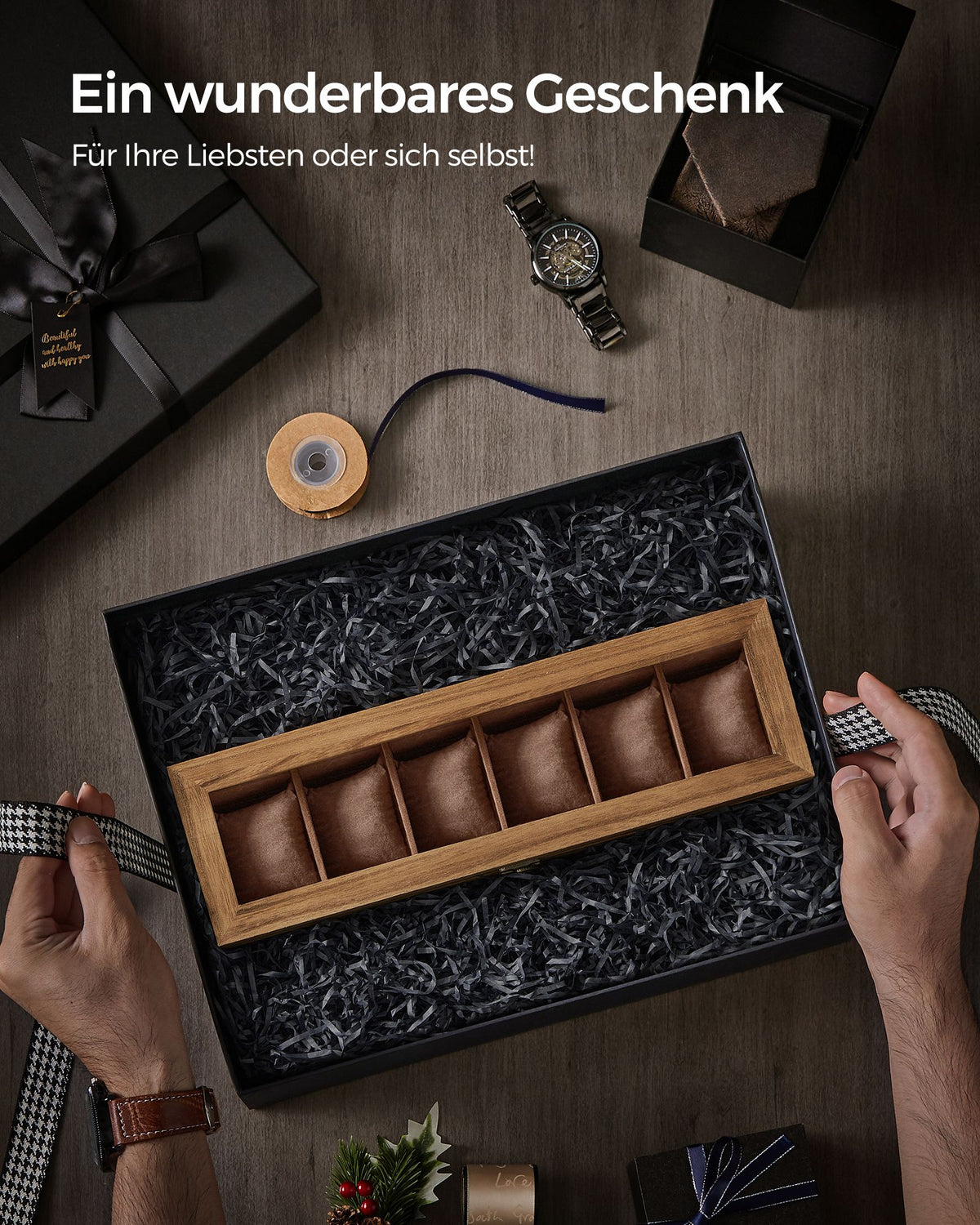 Watch Box with 6 Slots Rustic Walnut