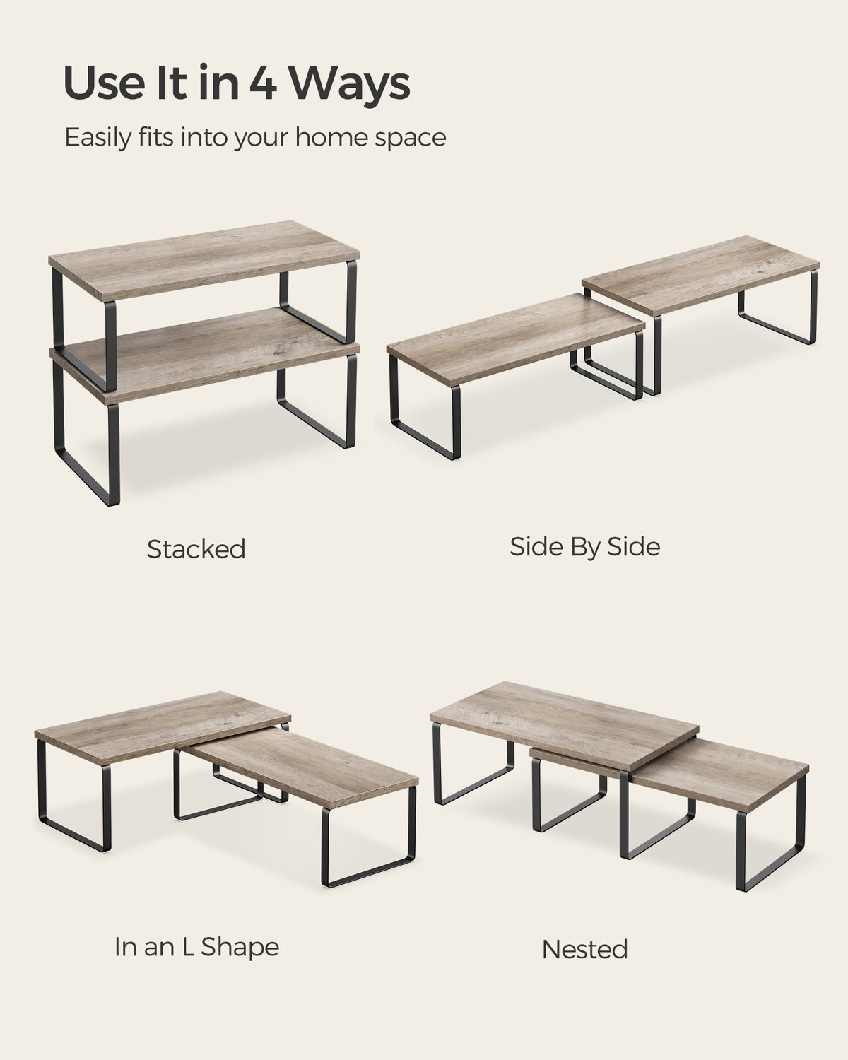 Set of 4 Kitchen Counter Shelves