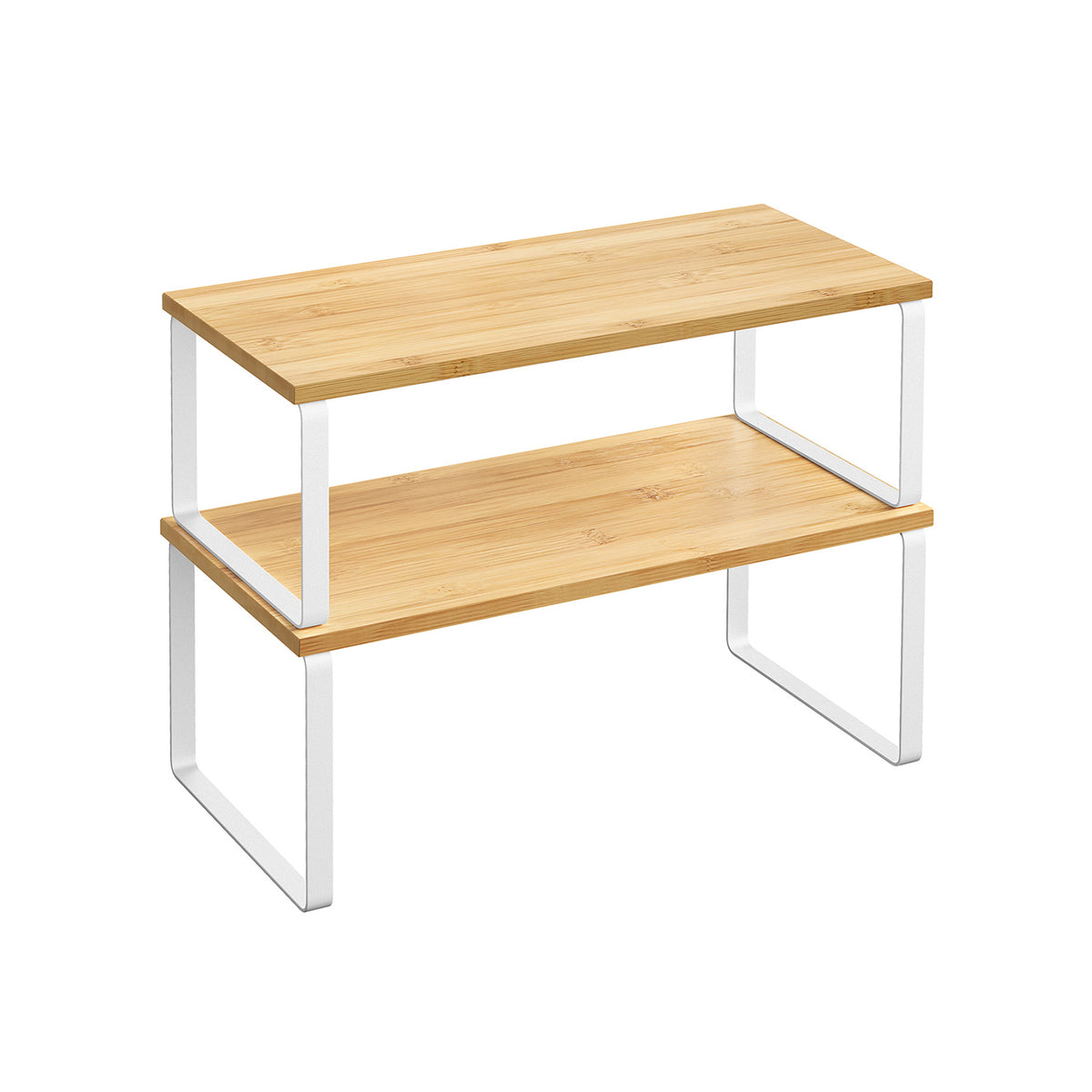 Set of 2 Kitchen Counter Shelves - Cloud White + Natural Beige / 7.7"D x 15.6"W x 6.2"H