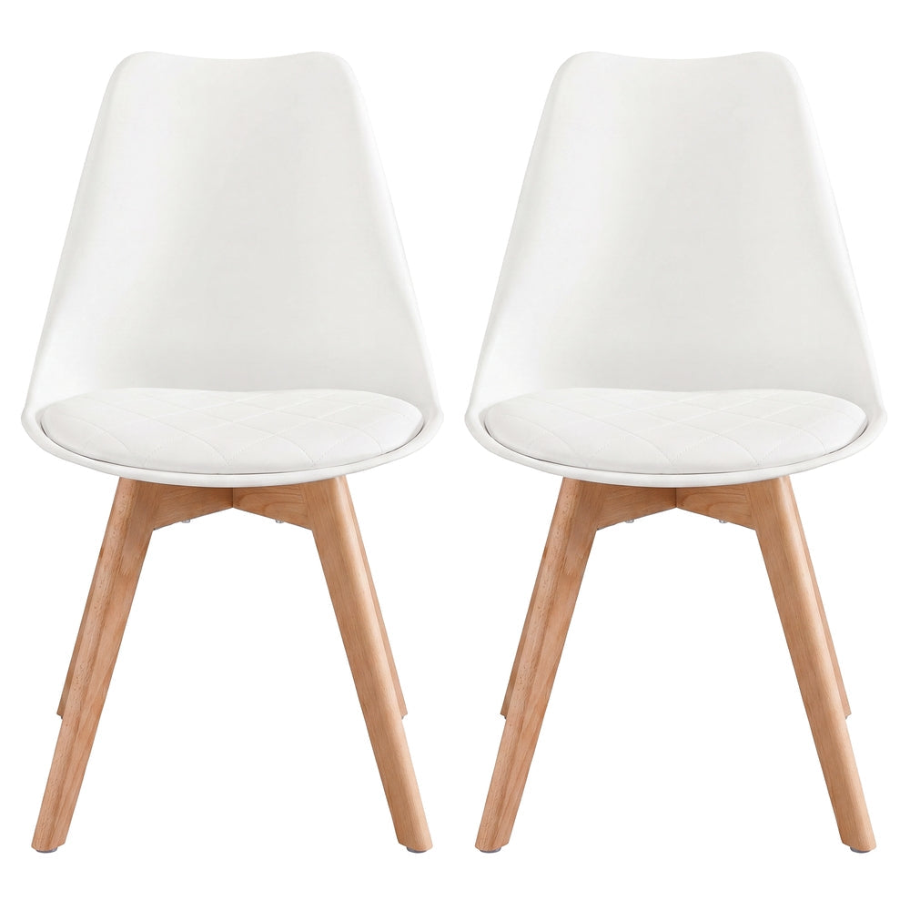 White Dining Chairs with Natural Beech Legs — Set of Two - image 1