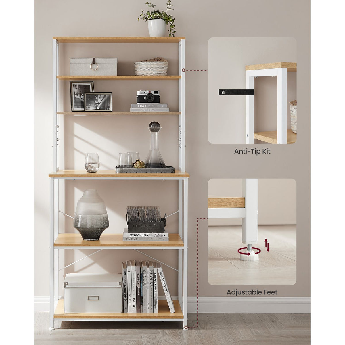 Bakers Rack for Kitchen with Storage - HWLEXTRA