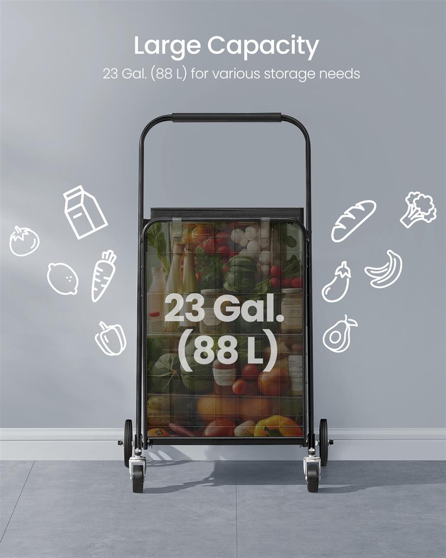 Foldable Shopping Cart with 360 Swivel Wheels