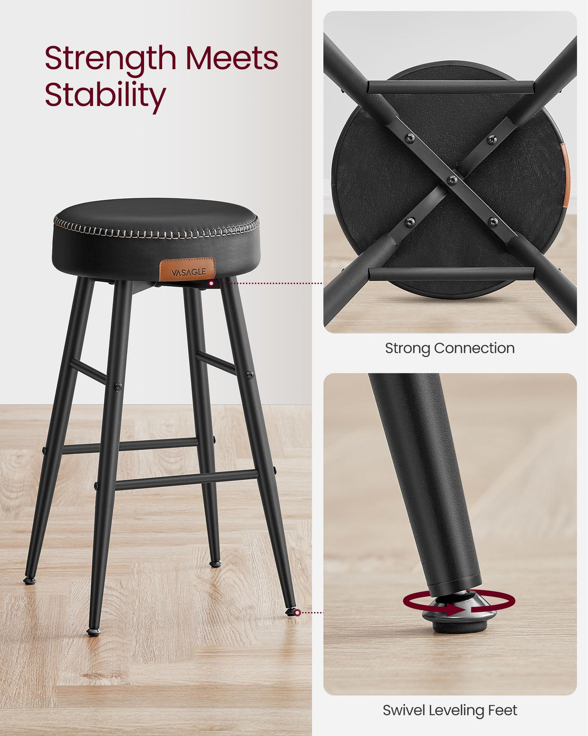 EKHO Collection - Counter Stools Set of 2, Ink Black
