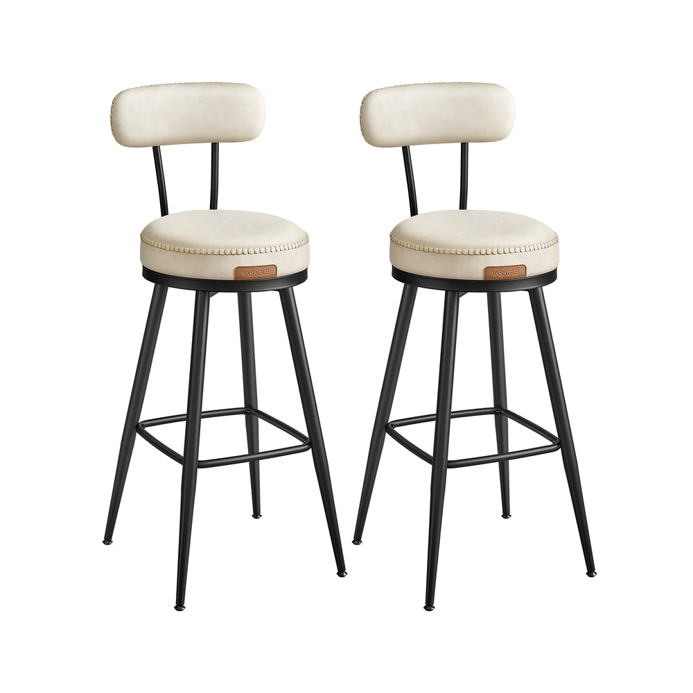 EKHO Collection - Swivel Bar Stools with Backs, 30-Inch Tall - Cream White / 22.4"D x 22.4"W x 39.8"H