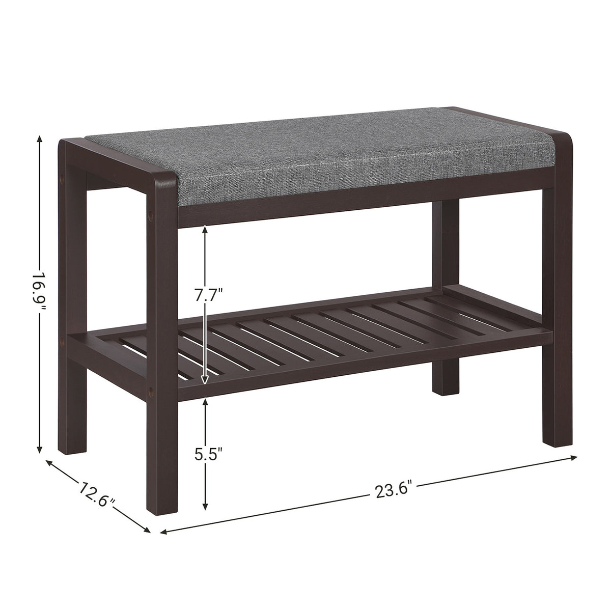 Shoe Rack Bench with Cushion Upholstered Padded Seat, Storage Shelf, Shoe Organizer