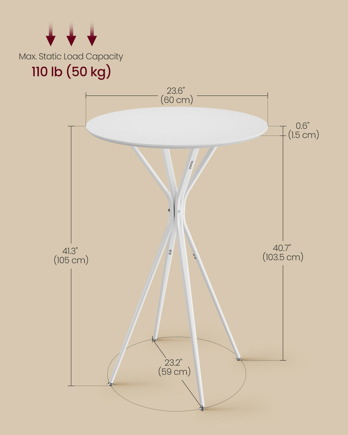 Bar Tables Set of 2, Round Cocktail High Top Pub Bistro Table for Events Party, White