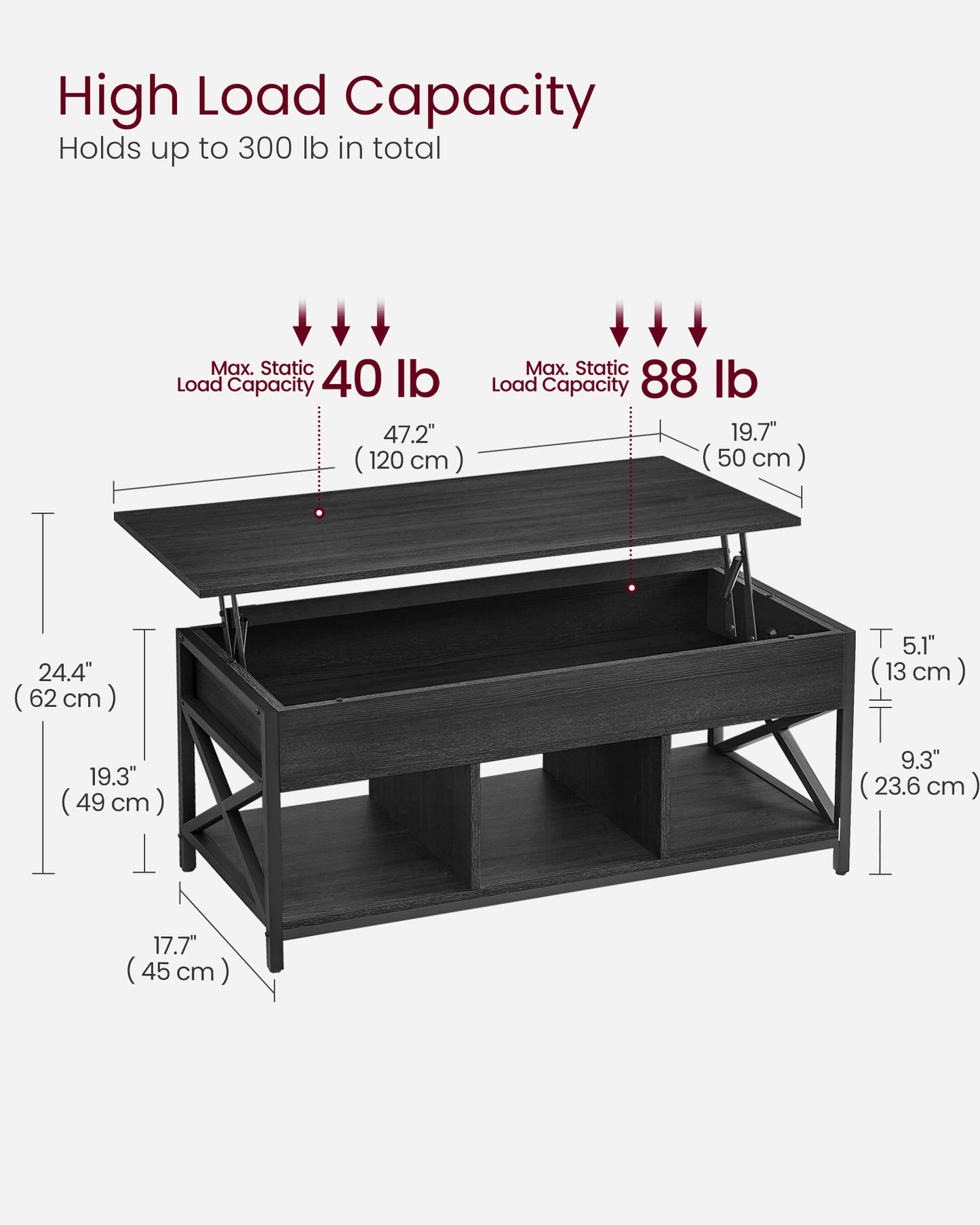 Lift Top Coffee Table with Storage Shelf