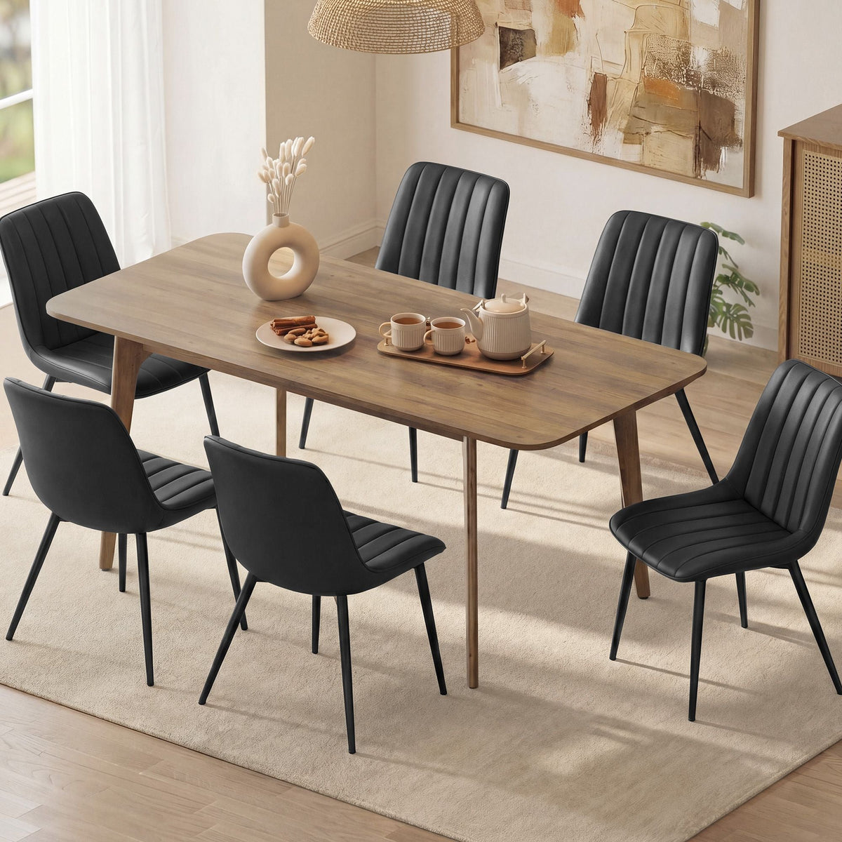 Dining Chairs, Upholstered Kitchen Chairs, Set of 2, Cloud White and Ink Black - image 55