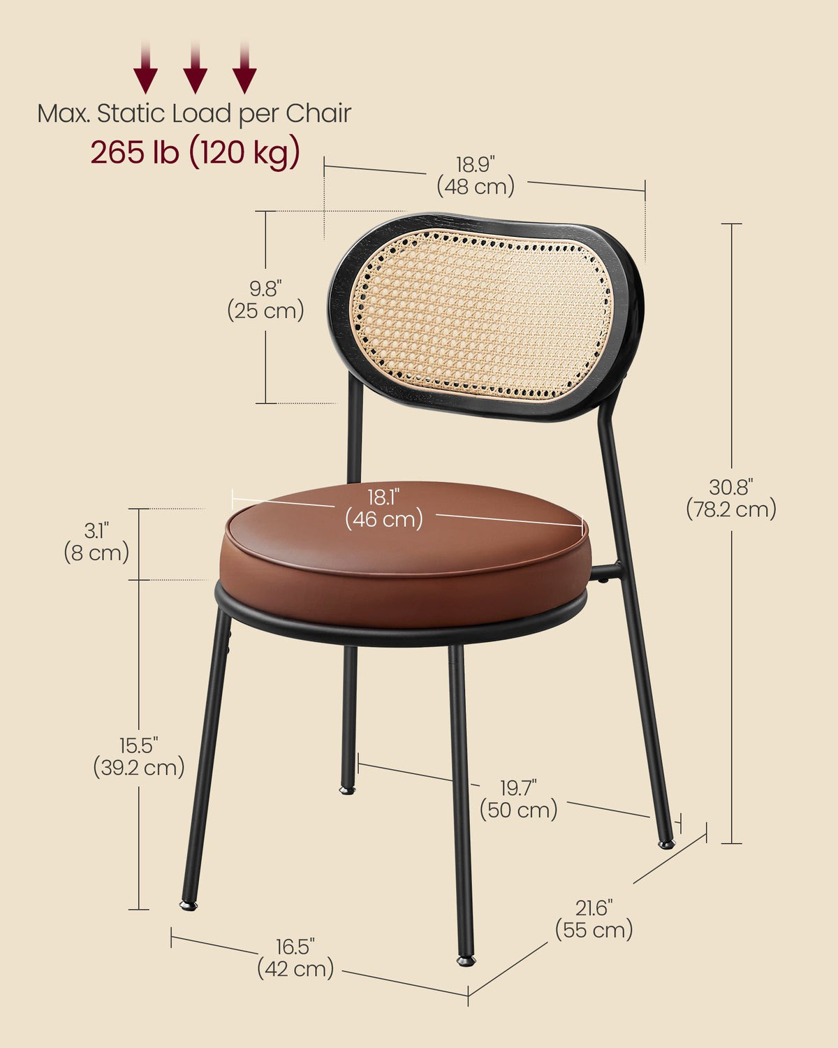 Dining Chairs, Set of 2 Dining Room Chair, Coffee Brown