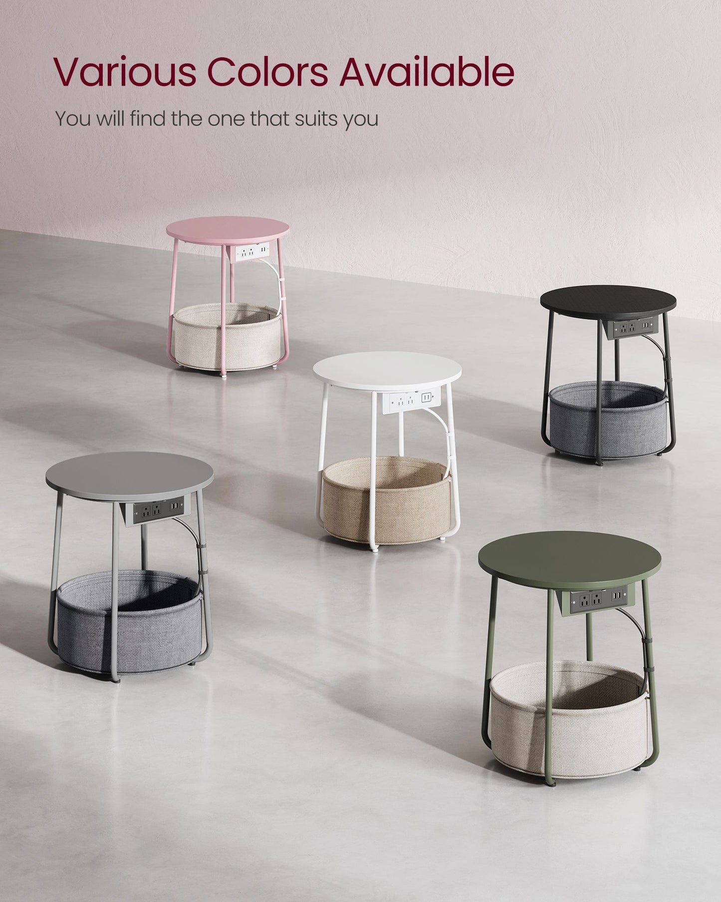 Side Table with Charging Station