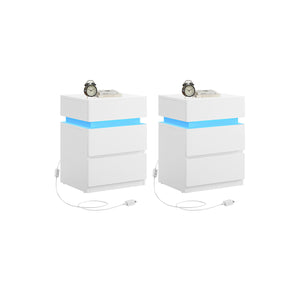 Nightstands with LED Lights, Set of 2