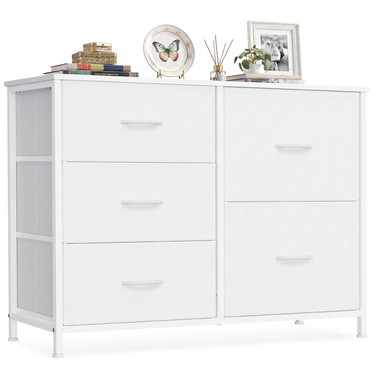 Cloud White Five-Drawer Fabric Storage Dresser - image 1