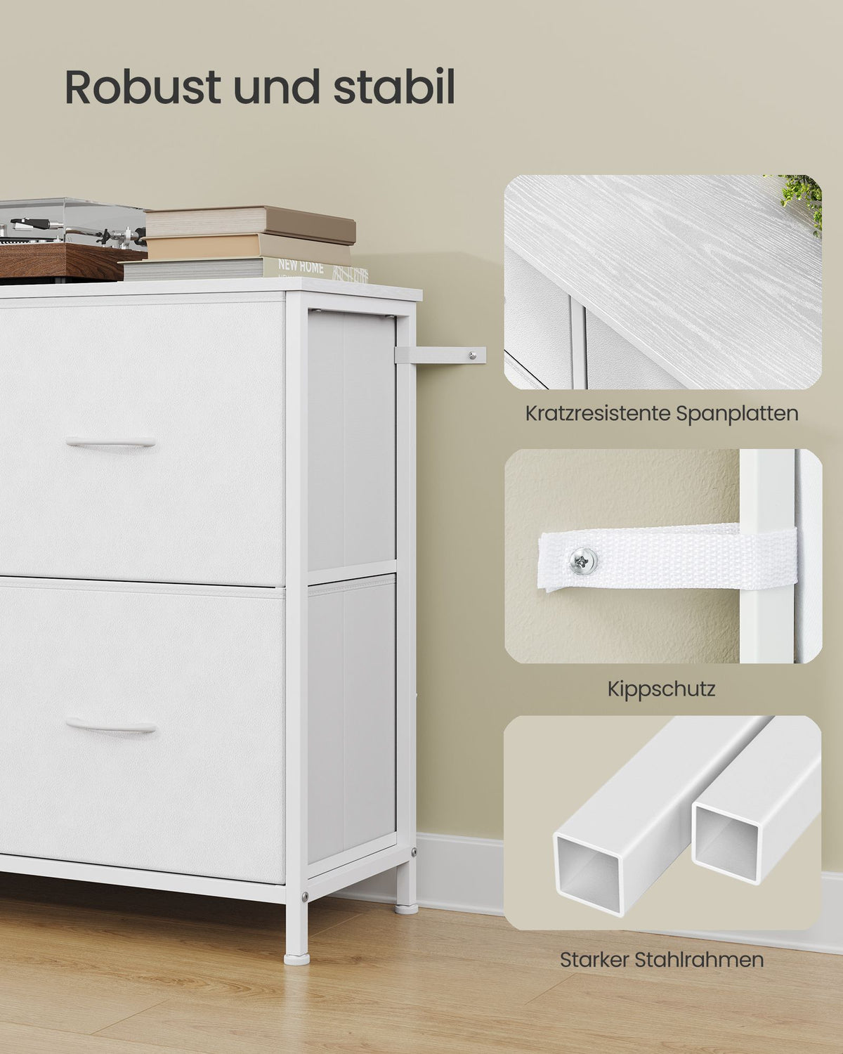 Cloud White Five-Drawer Fabric Storage Dresser