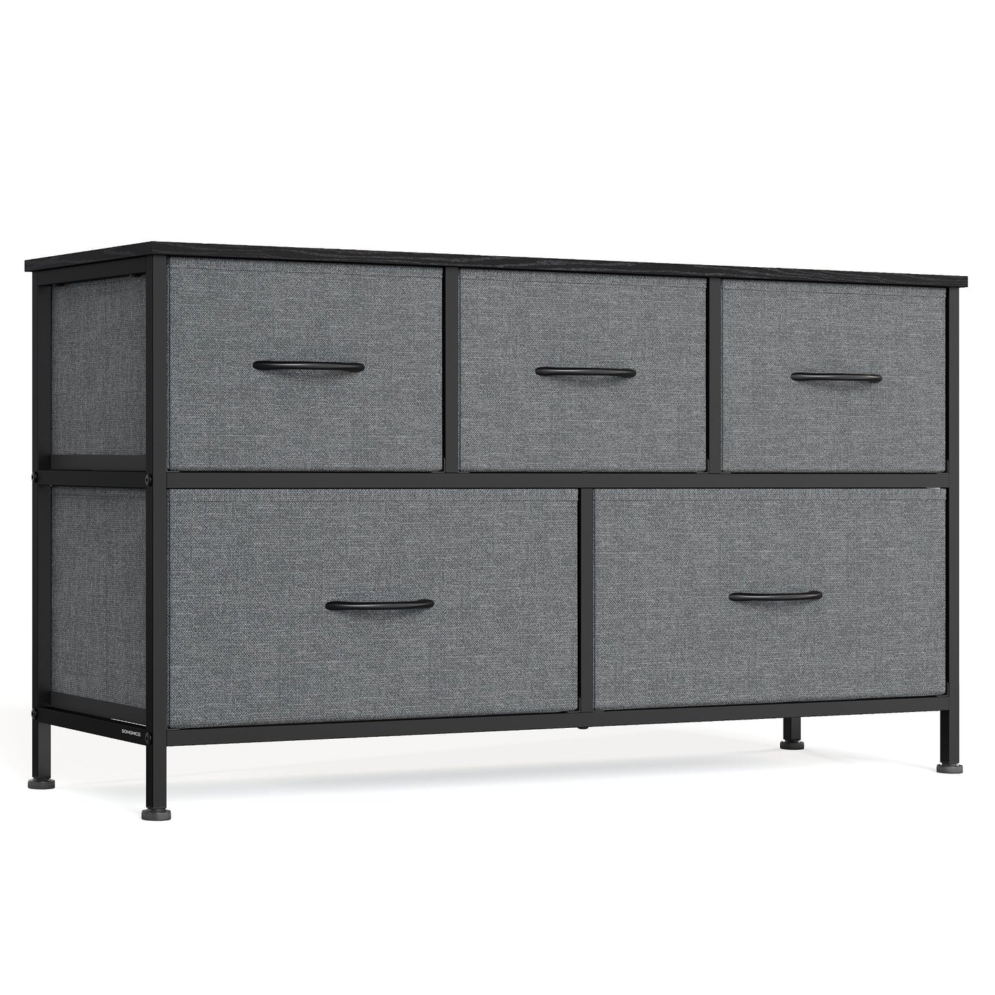 Dresser for Bedroom, 5-Drawer Storage Organizer & TV Stand, Rustic Brown, Steel Frame - Slate Gray