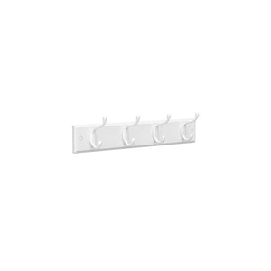Wall-Mount Coat Rack, Oval Hook Rail, 4 Double Hooks, White ULHR23WT
