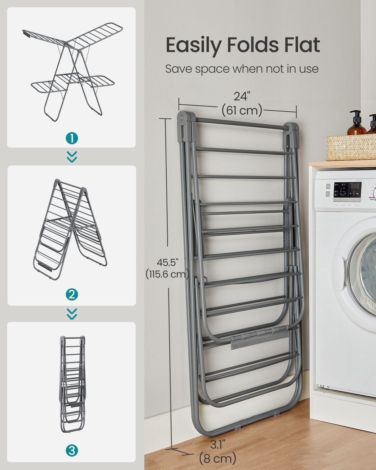 Clothes Drying Rack, Foldable 2-Level Laundry Drying Rack, Gray