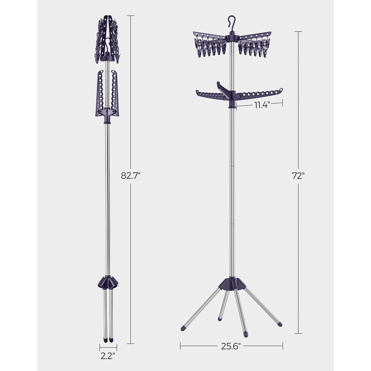 2-Tier Clothes Drying Rack Blue and Silver