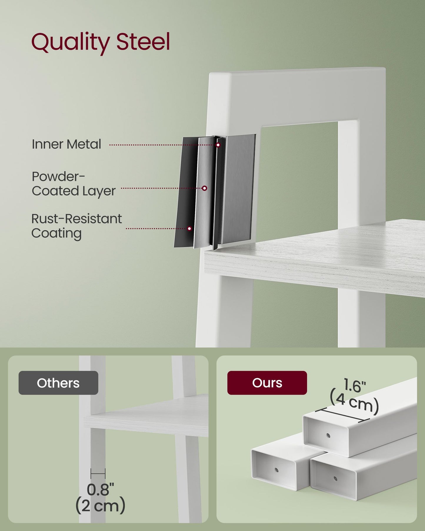 4-Tier Ladder Shelf with Steel Frame