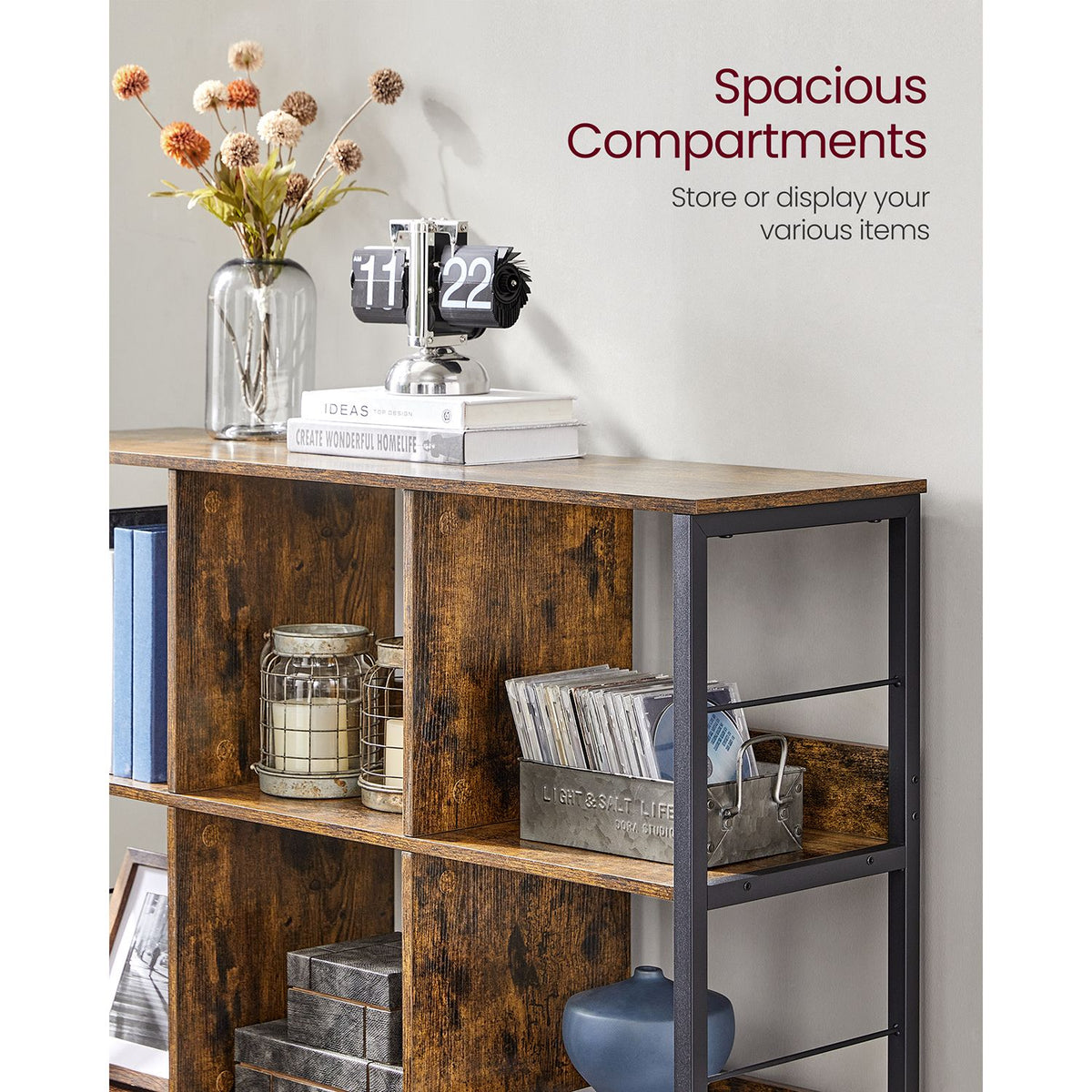 Bookcase Bookshelf 2-Tier 33 x 132.6 x 80 cm Rustic Brown and Ink Black - image 14