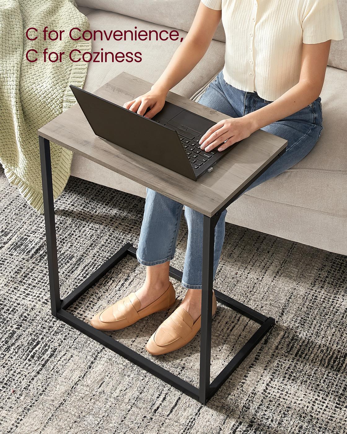 C Shape End Table, Small Coffee Table For Couch Or Sofa