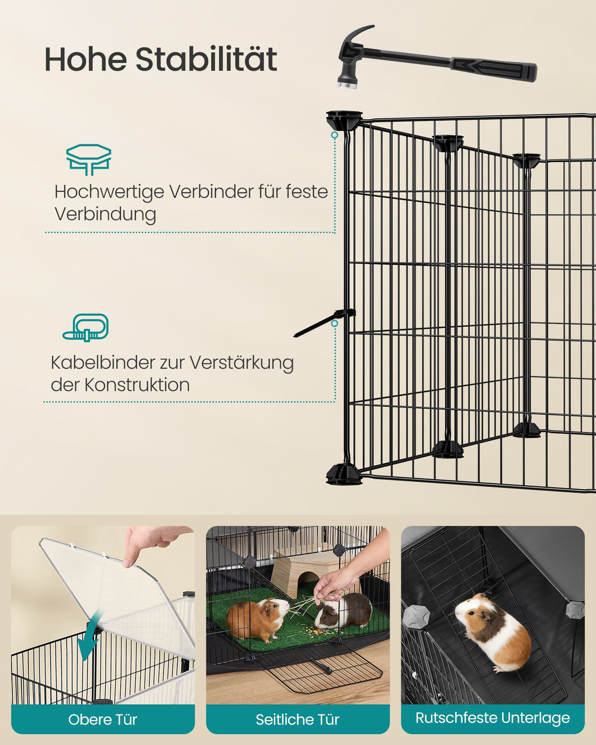 2-Tier Small Animal Playpen Cage with Waterproof Mat 35 Panels 93 x 63 x 61.5 cm Ink Black