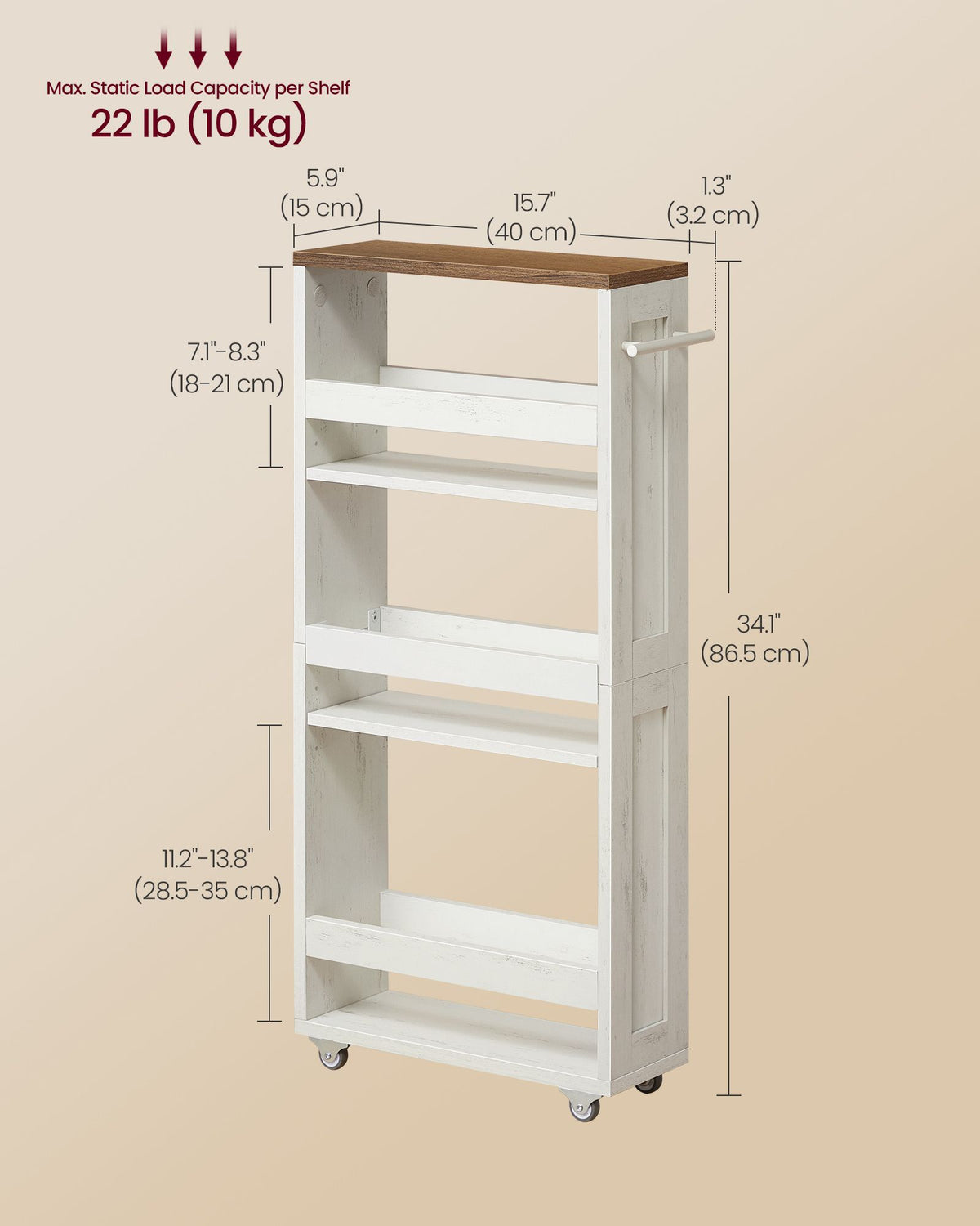 4-Tier Slide-Out Storage Cart, Slim Kitchen Cart for Small Spaces