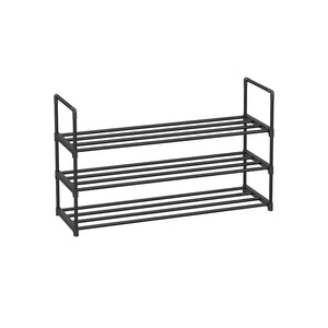 Shoe Rack, 3-Tier Shoe Storage Organizer, Metal Shoe Shelf, Easy to Assemble, 12 to 15 Pairs Shoes, Stackable Shoe Tower for Closet, Entryway, Black ULSA303B02