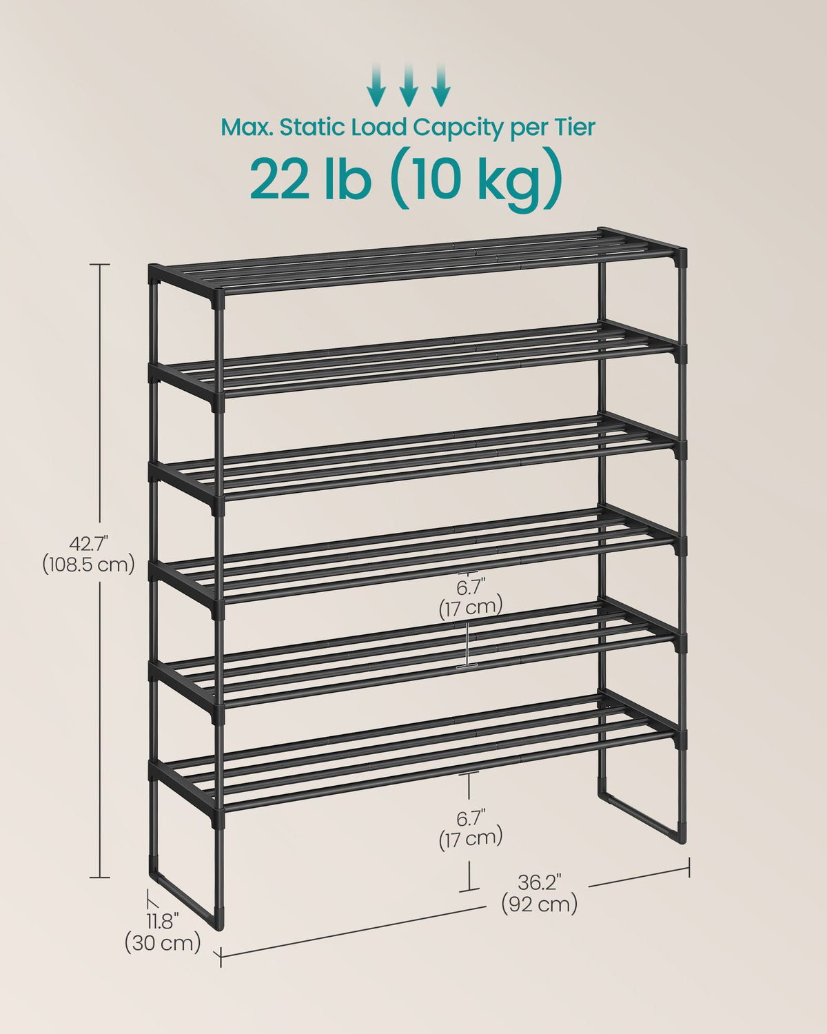 Shoe Rack, Shoe Organizer, Metal Storage Shelf