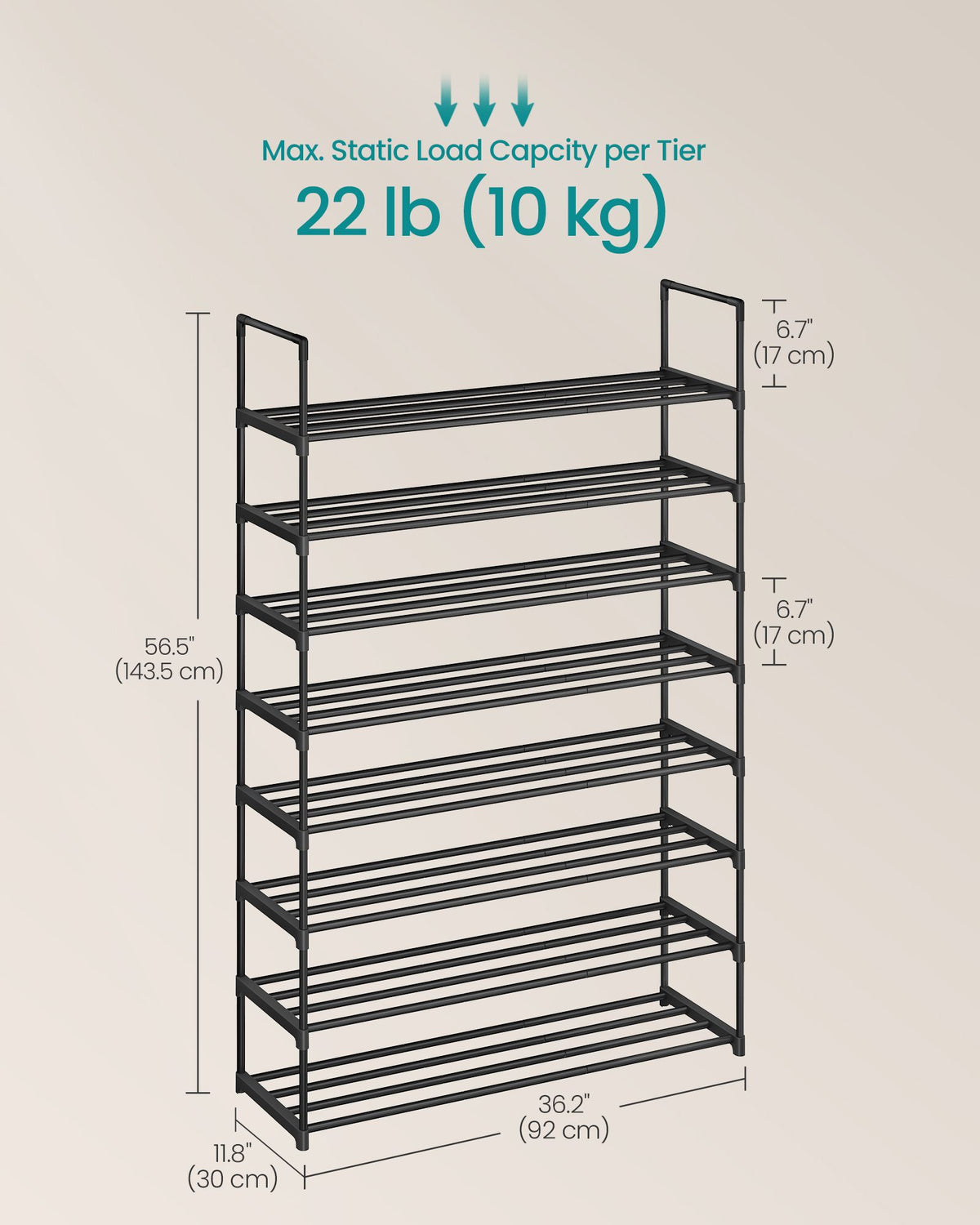 Shoe Rack, Shoe Organizer, Metal Storage Shelf
