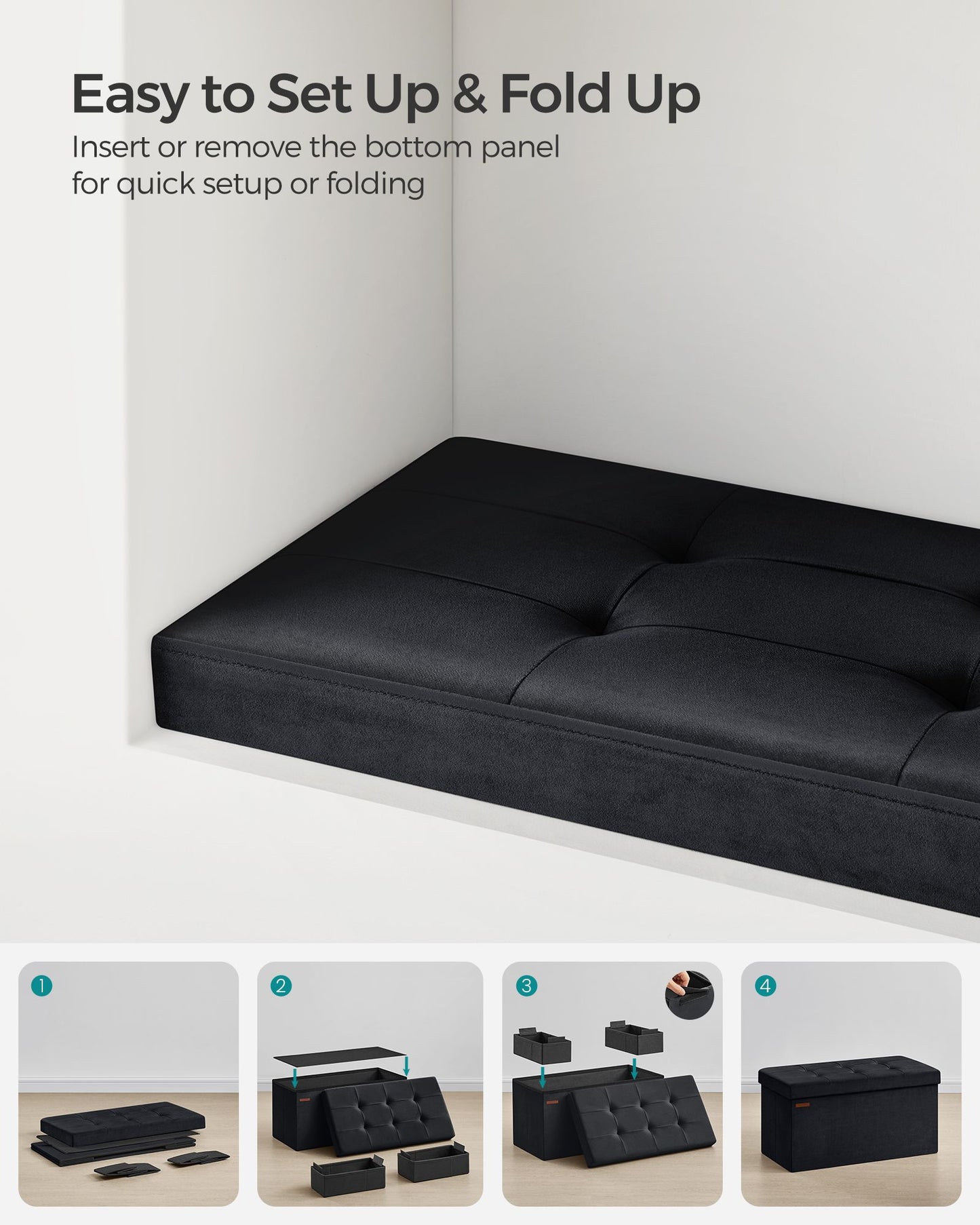 Storage Ottoman Bench with Storage Chest, Load up to 660 lb