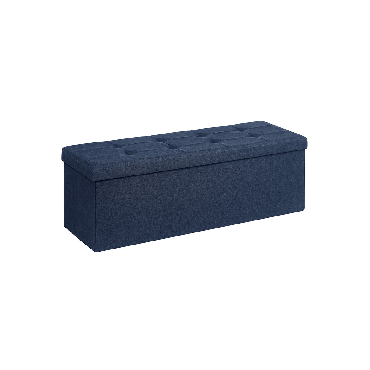 Storage Ottoman Bench, Padded Chest with Lid, Folding Seat, 120L Capacity, Hold up to 660lb, Navy Blue