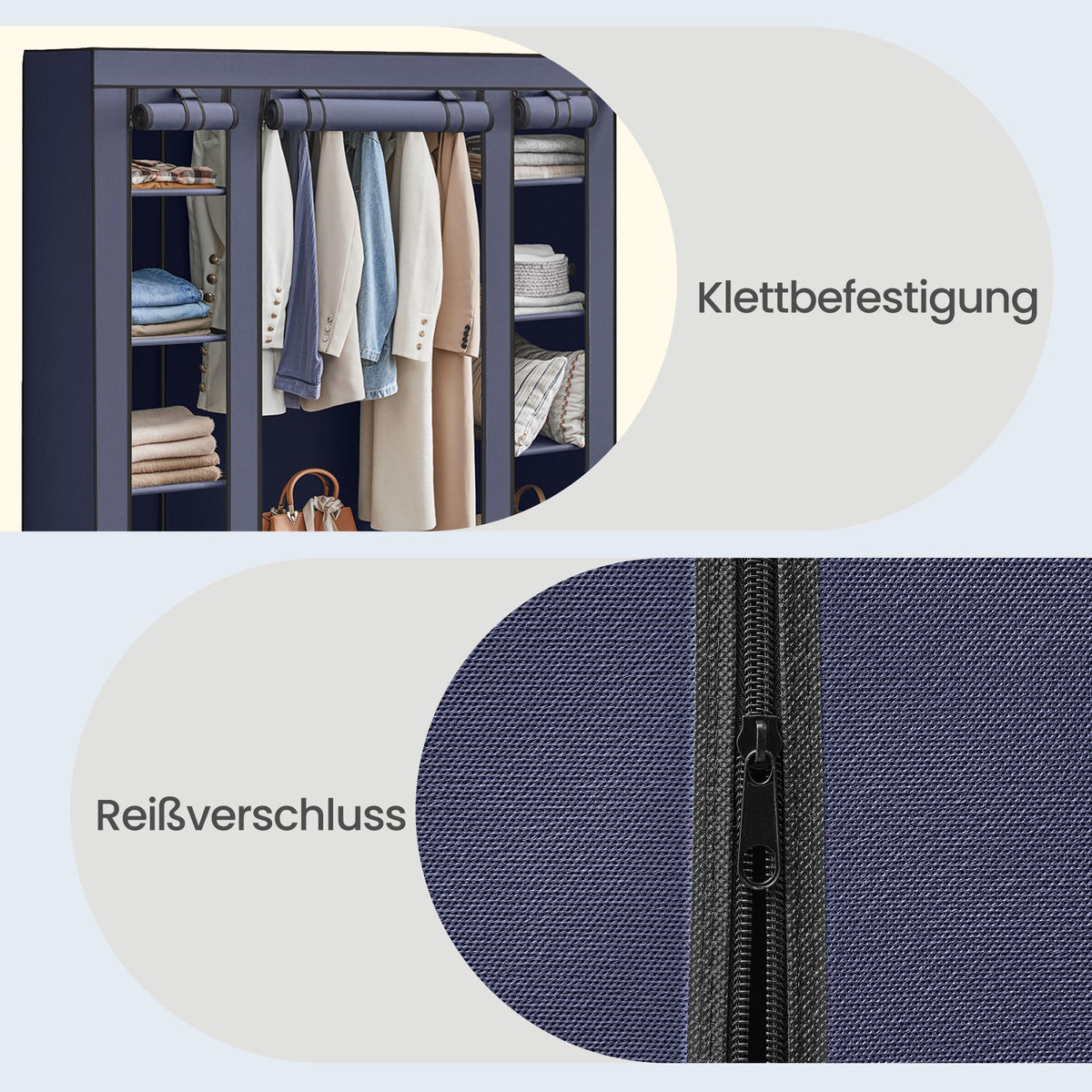Closet Wardrobe, Portable Closet for Bedroom, Clothes Rail with Fabric Cover