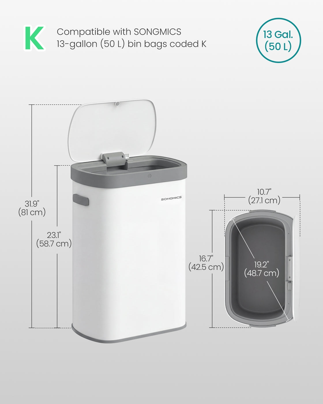 Motion sensor kitchen bin with automatic opening and soft close lid - image 22