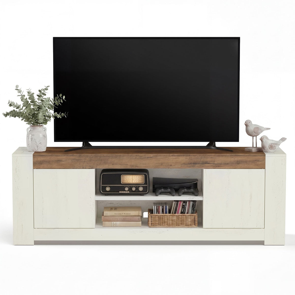 TV Stand, Farmhouse Entertainment Center with Storage Cabinets, Media Console Table for Living Room - image 24