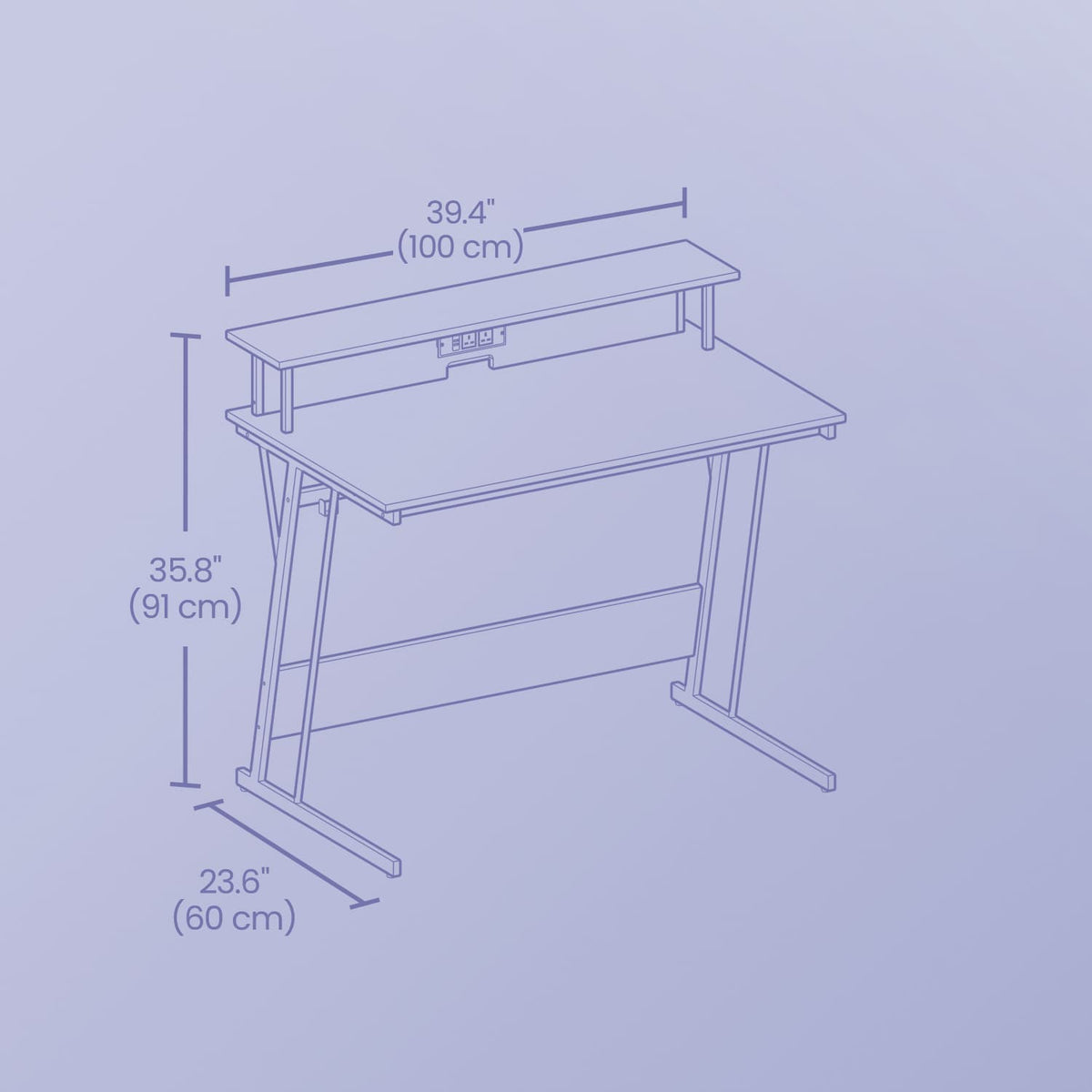 Computer Desk with LED Lights, Built-In Power Outlets, Monitor Shelf - image 6