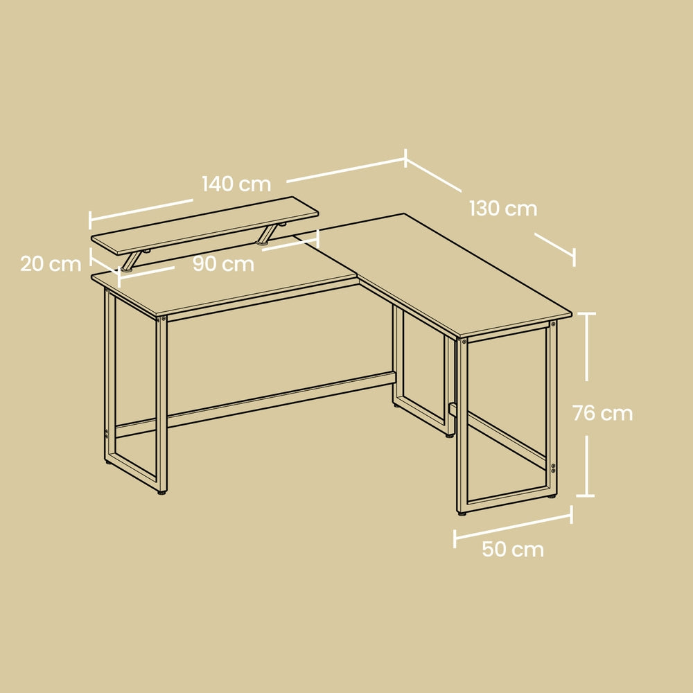 L-Shaped Corner Desk, Computer Desk with Monitor Stand, for Home Office Study Gaming