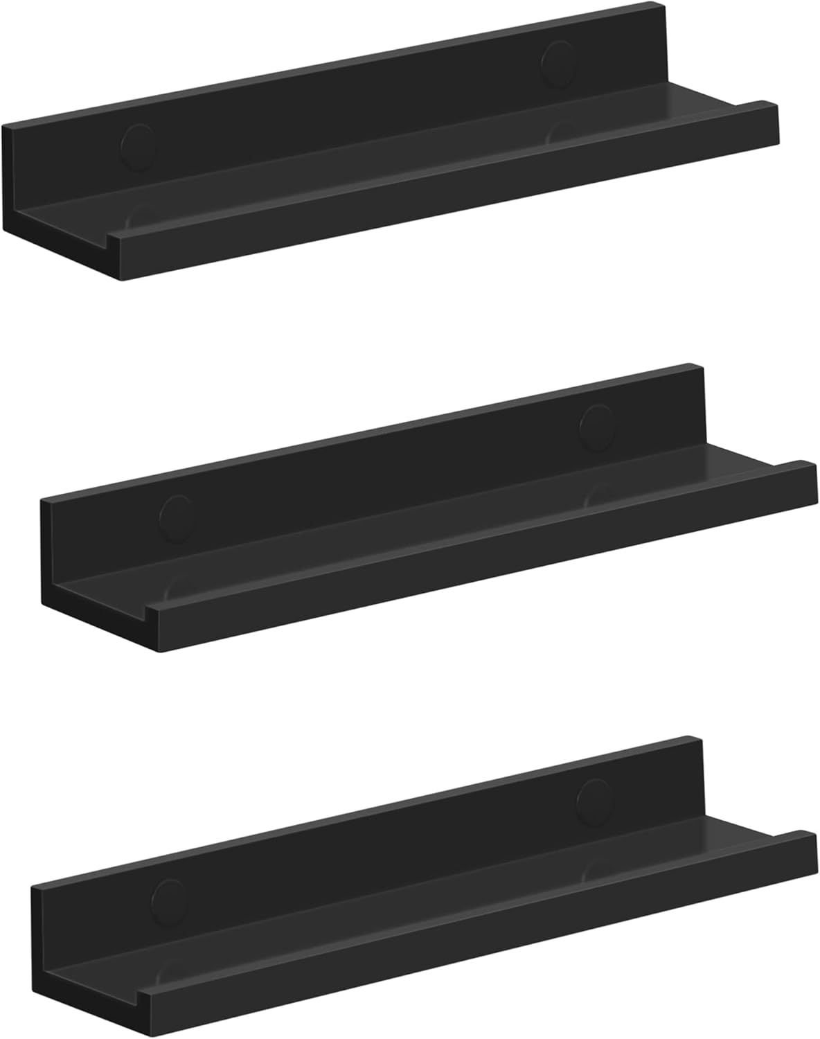 Gloss Black Picture Ledges — Set of Three, 38 cm
