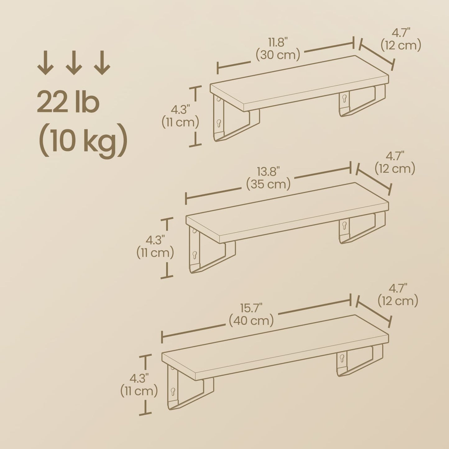 Wall Shelves, Set of 3 Wall Mounted Floating Shelves, 2 Mounting Ways - image 6