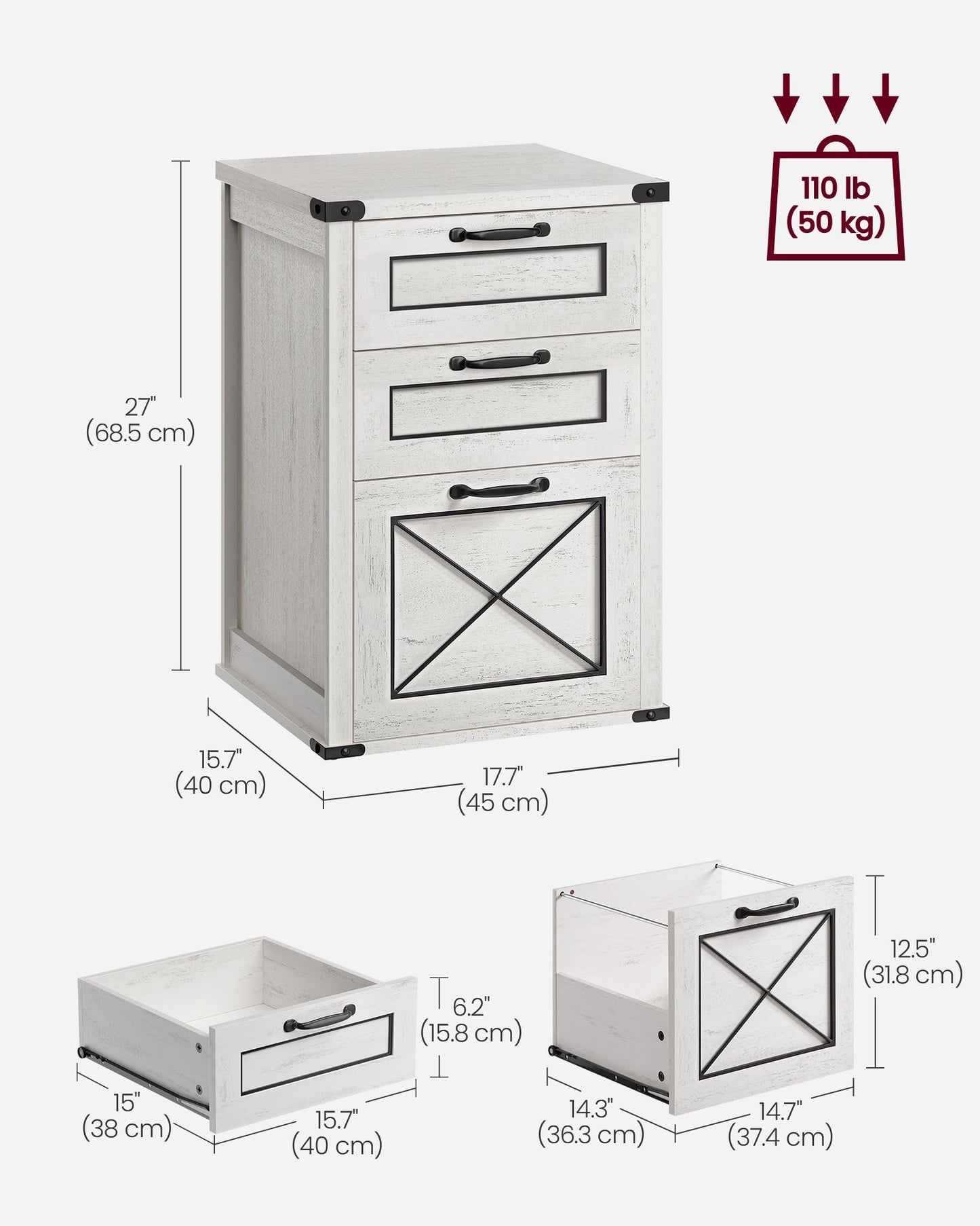 File Cabinet with 3 Drawers, Fit A4