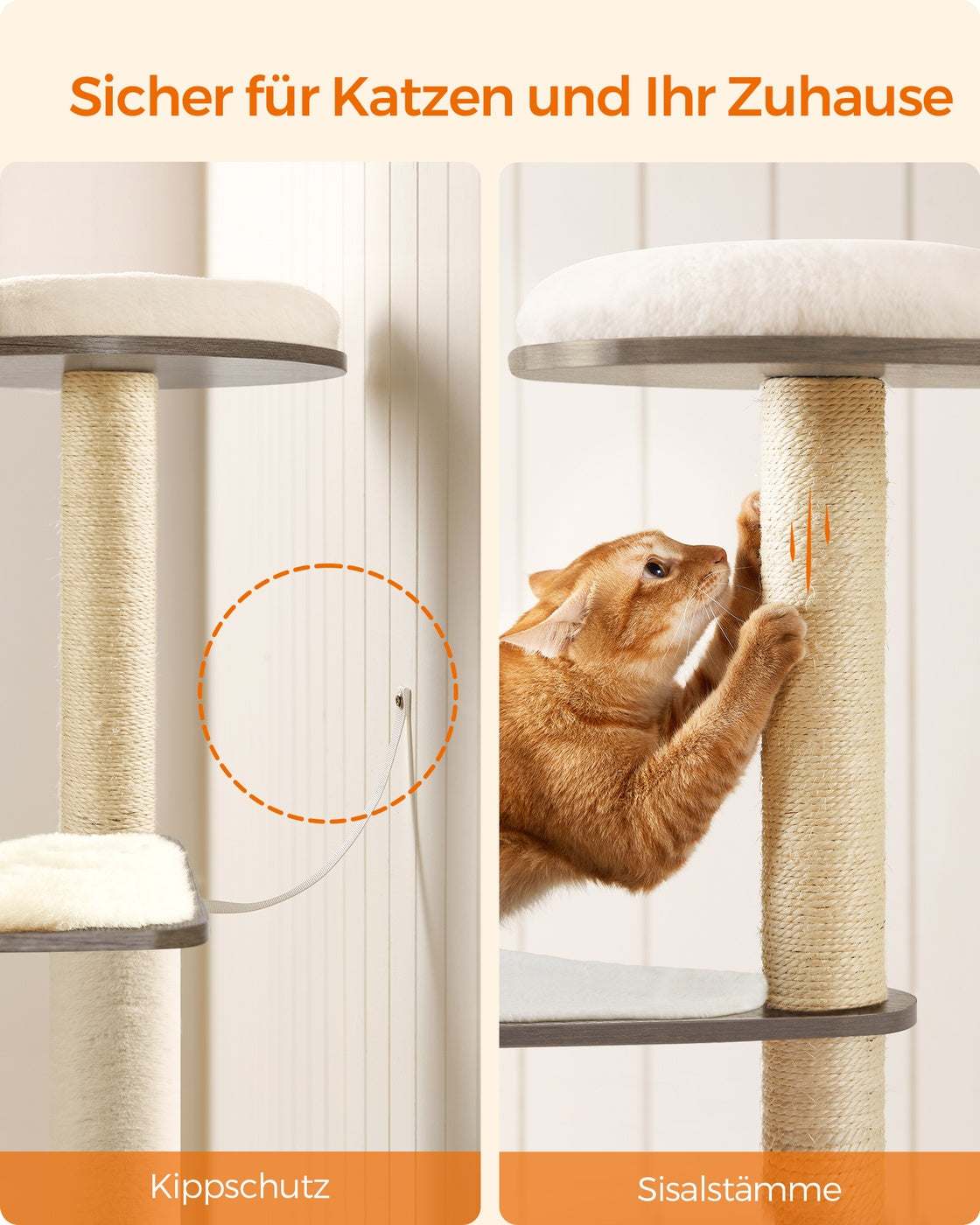 Cat Tower with Scratching Posts Padded Perches Wooden